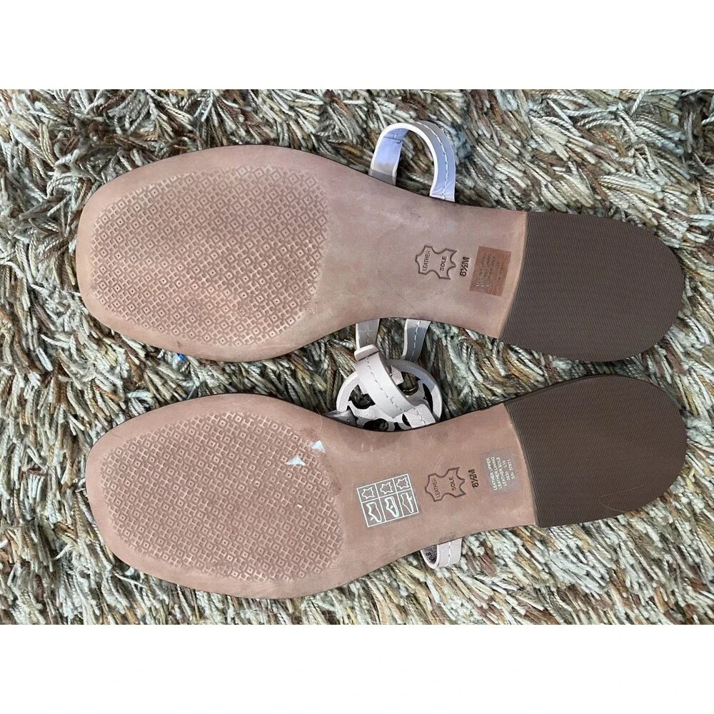 Tory Burch Mini Miller Sandal Square Toe Size 8.5 Pale Pink Gold Leather Thong
